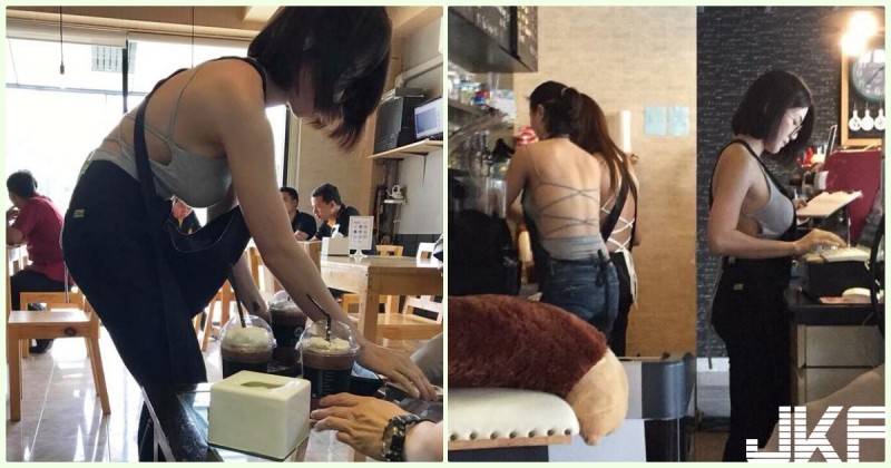 快衝啊！咖啡店驚見「爆乳女店員」F奶有夠迷人！超火辣「送餐服務」讓男客人好興奮…