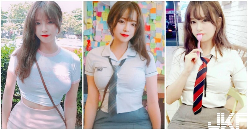 制服學生妹好兇啊！發育超好「把衣服撐爆」，這乳量真的太重了！